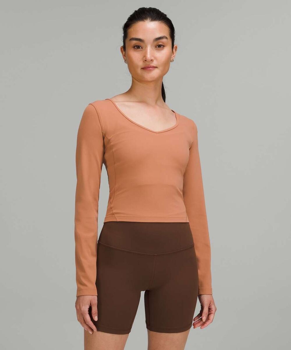 Lululemon align long sleeve cropped shirt in dusty clay WOMENS 8